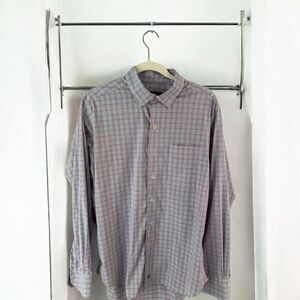 David Donahue Performance Plaid Button Down Shirt Blue Pink Check Pattern‎ L